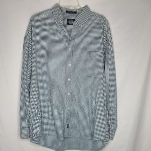 Dockers Mens XL button up long sleeve blue green